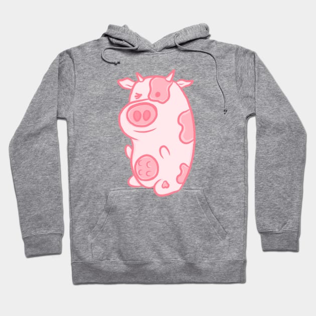 Strawberry Milkshake Pink Cow Hoodie by RoserinArt